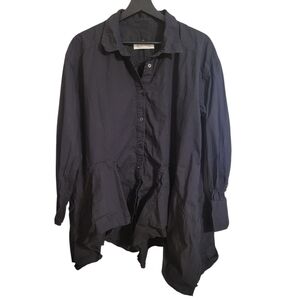 Free People Black Boho Oversized Asymmetrical Hem Shirt